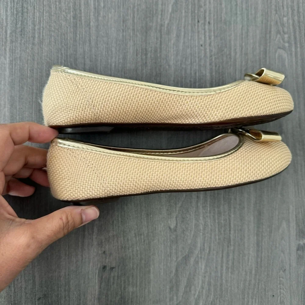 Malekinha Girls Golden bow ballerina flats shoes size 1